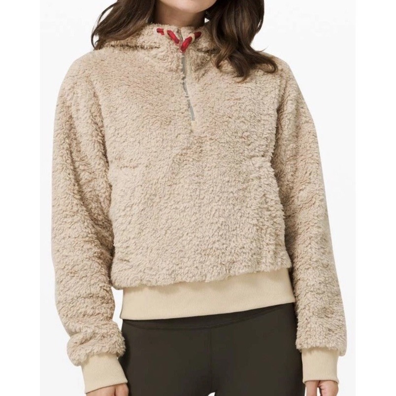 Lululemon Oh So Sherpa Half Zip Jacket Women's Size 4 Trench Brown